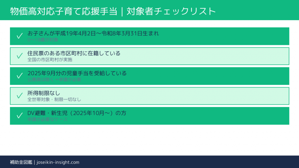 対象者チェックリスト