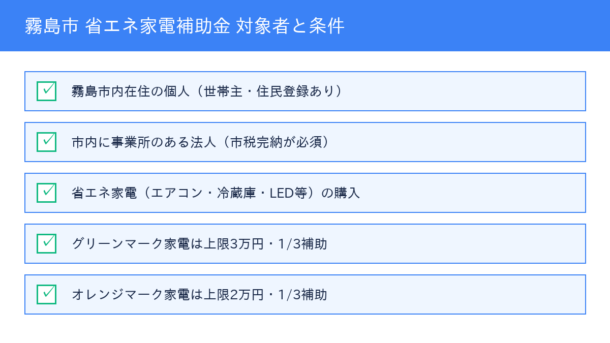 霧島市 省エネ家電補助金 - 対象者と条件