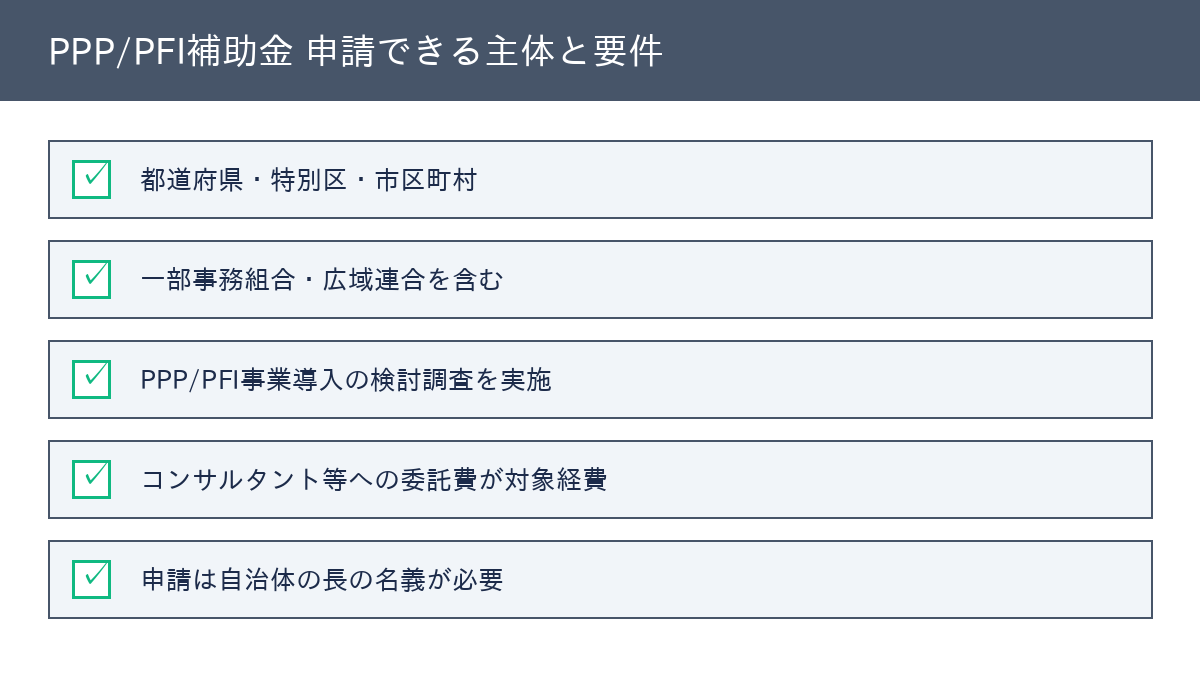 PPP/PFI補助金 申請できる主体と要件