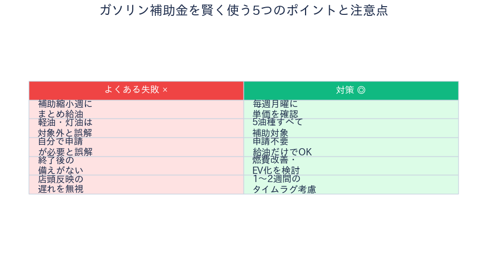 ガソリン補助金の落とし穴と注意点5選