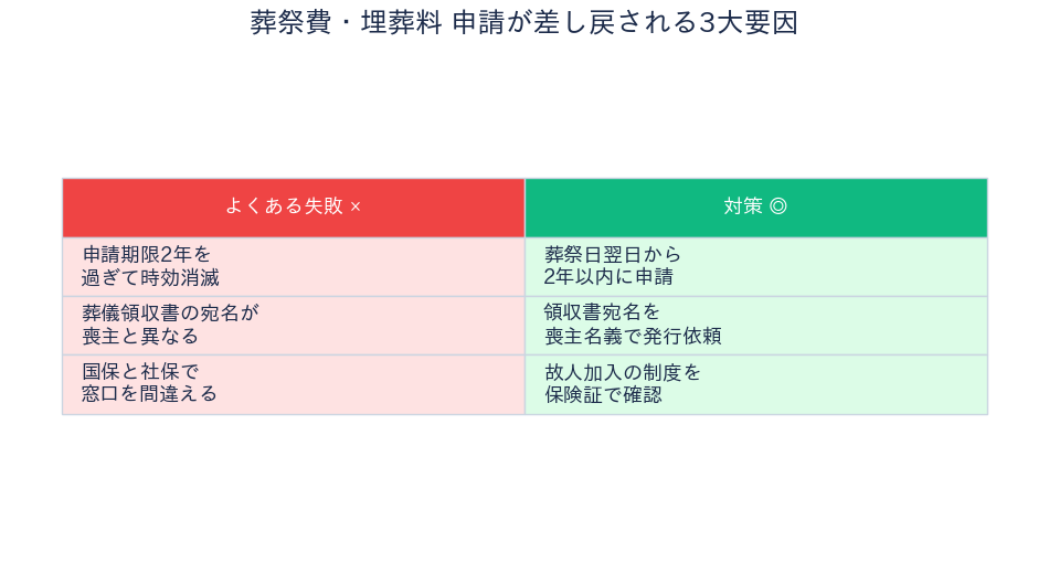 葬祭費・埋葬料 - 申請差し戻しの落とし穴と対策