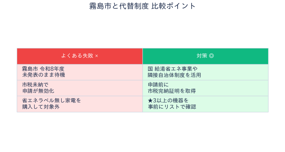 霧島市 省エネ家電補助金 - 代替制度との比較