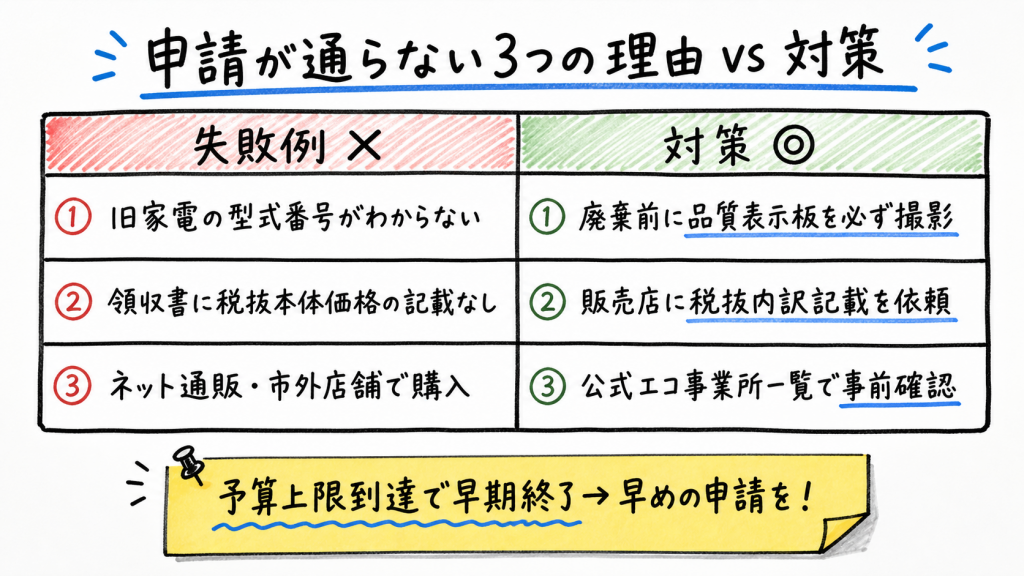 奥州市省エネ家電補助金 不採択3大要因と対策