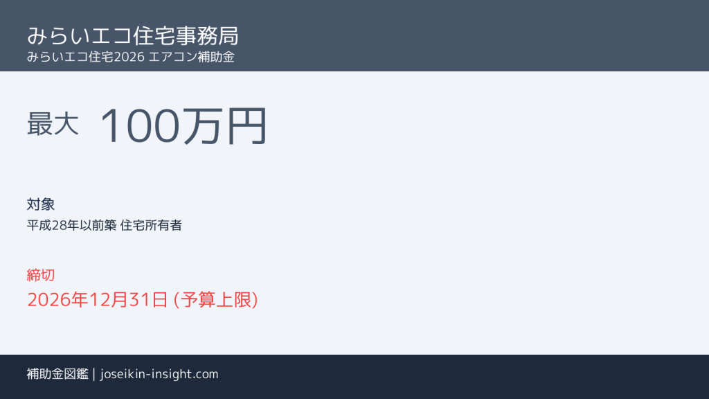 みらいエコ住宅2026 エアコン補助金 みらいエコ住宅事務局 cover