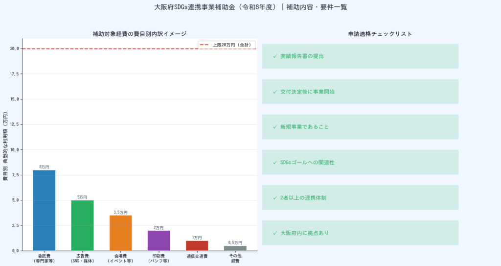 大阪府SDGs連携事業補助金申請ガイド - 補助対象経費費目別内訳と申請適格チェック
