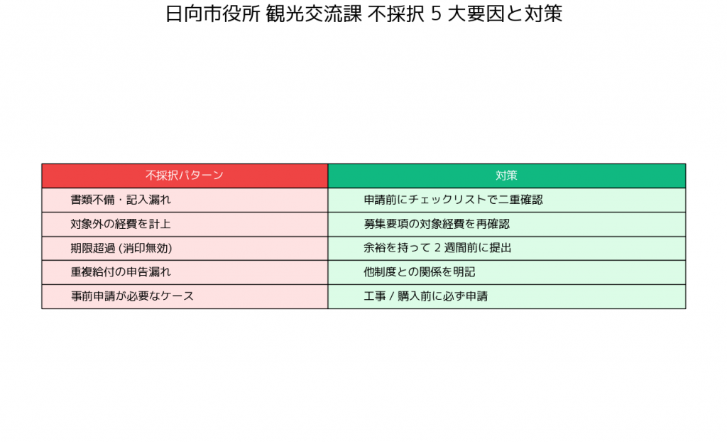 失敗vs対策の対比表