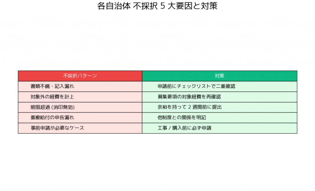 失敗vs対策の対比表