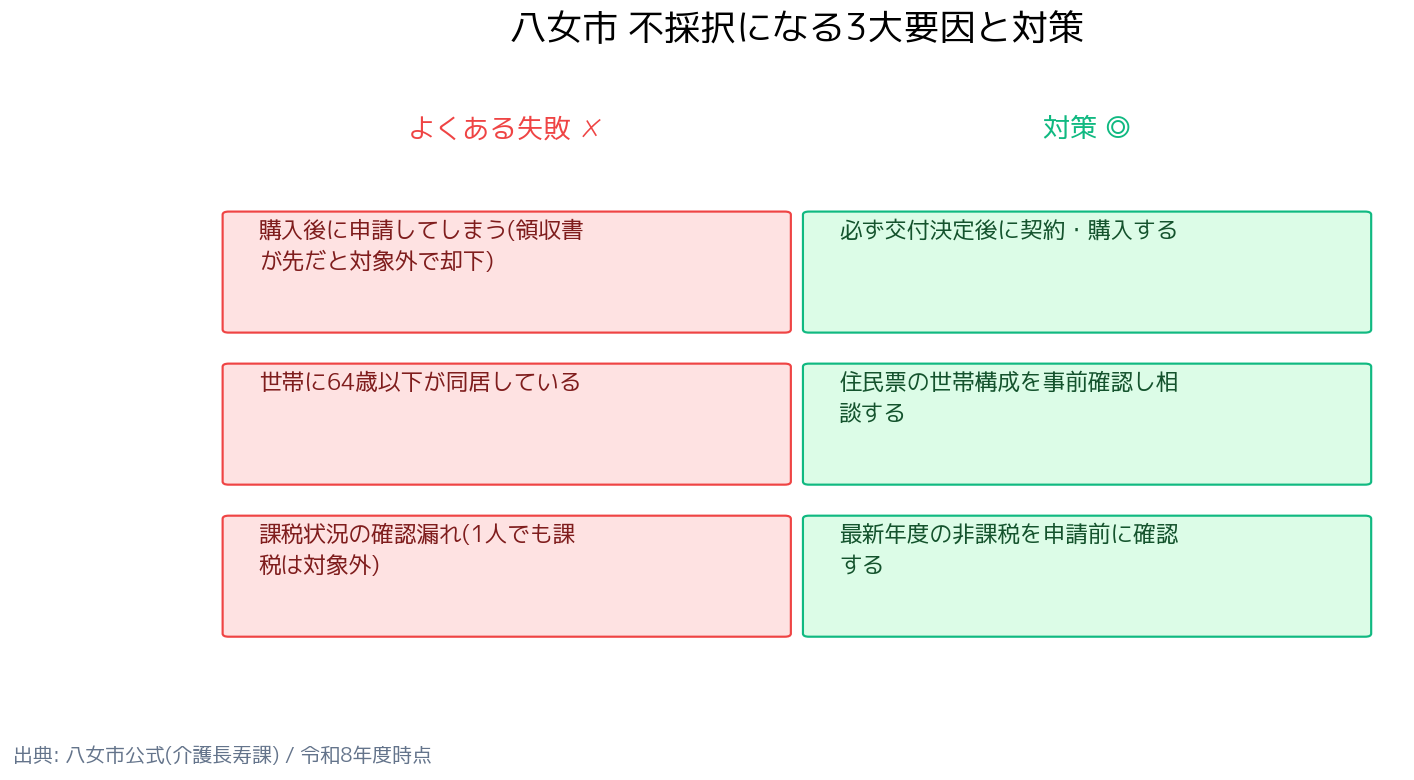 八女市高齢者世帯エアコン設置助成事業 不採択の要因と対策