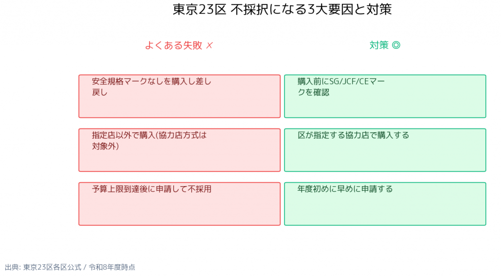東京23区自転車ヘルメット購入補助金 不採択の要因と対策