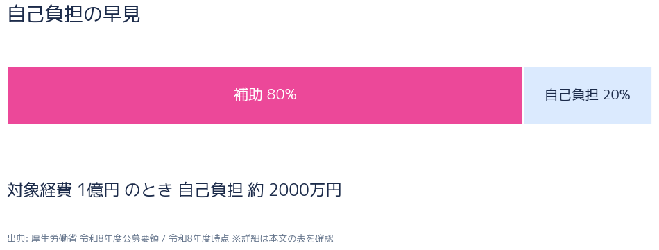 業務効率化補助金 補助率4/5と自己負担1/5 円グラフ
