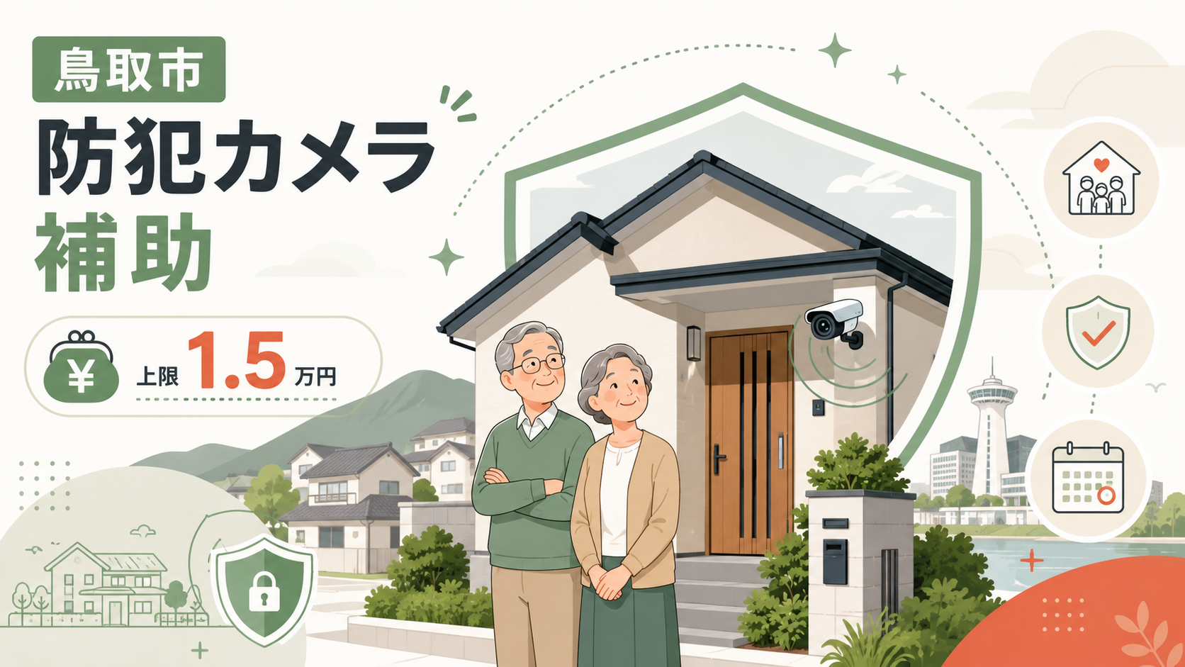 鳥取市防犯機器購入補助金の負担割合を示す図(購入費と自己負担の内訳)