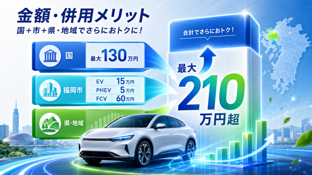福岡・九州 EV補助金国+市で最大210万円超の解説図解3