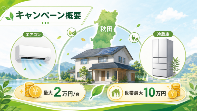 秋田県エアコン補助金2026｜第4弾未発表・最大2万円の全条件の概要画像