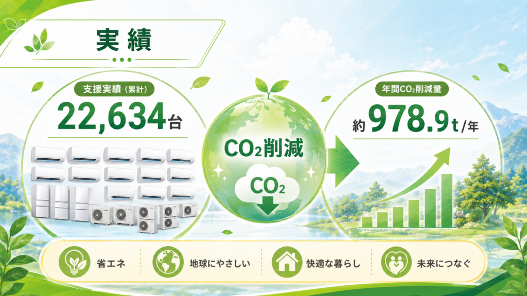 第3弾で助成した22,634台と年間約978.9トンの二酸化炭素削減効果を示した実績グラフ