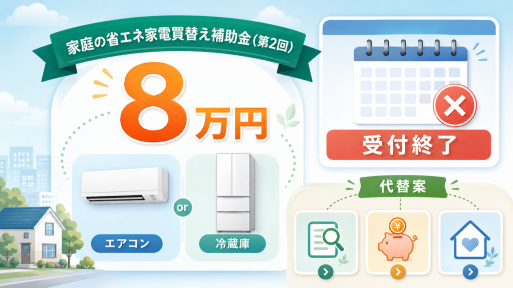 三郷市家電補助金8万円は終了【令和8年度】埼玉県の代替3選 の解説イラスト1