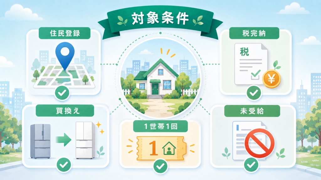 三郷市家電補助金8万円は終了【令和8年度】埼玉県の代替3選 の解説イラスト2