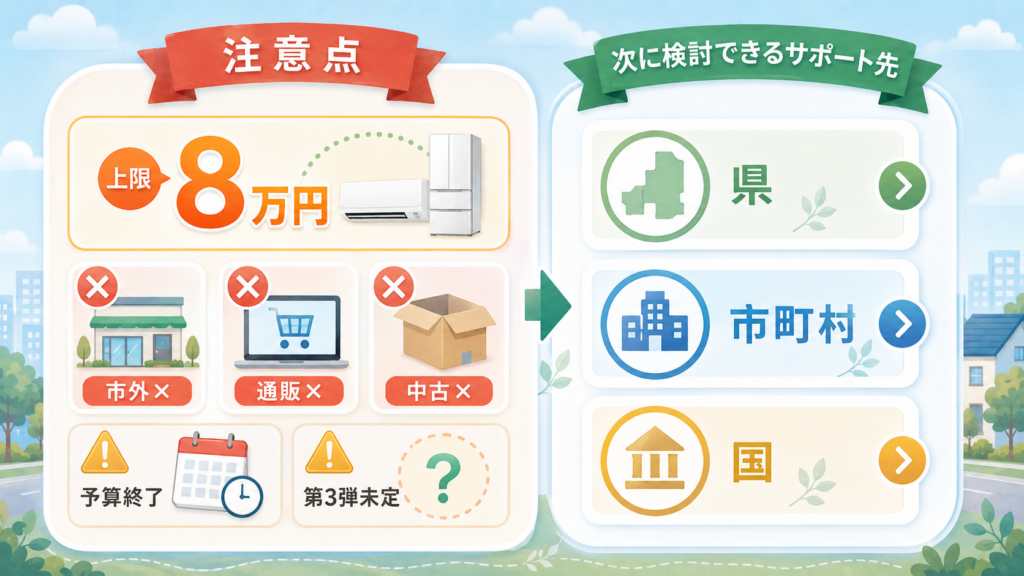 三郷市家電補助金8万円は終了【令和8年度】埼玉県の代替3選 の解説イラスト5