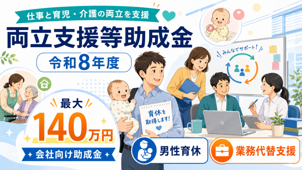 両立支援等助成金全6コース徹底解説｜業務代替支援コース最大140万円（新規雇用81万円）の解説図解1