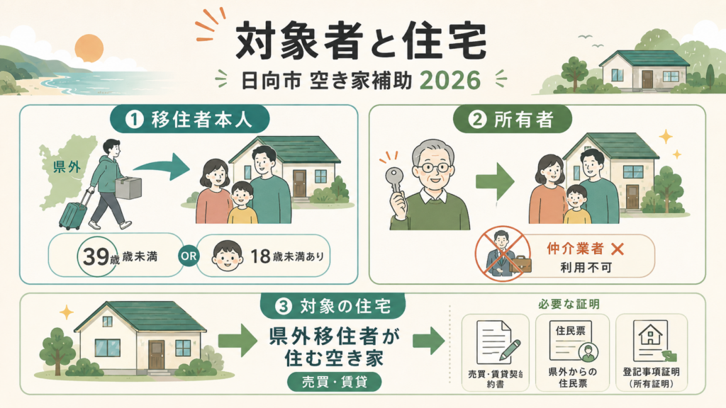日向市空き家補助金2026|改修終了・登記と家財各10万円の解説図解2