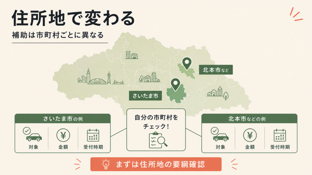 埼玉県EV補助金2026｜EV最大130万円・さいたま市5万円の解説図解3