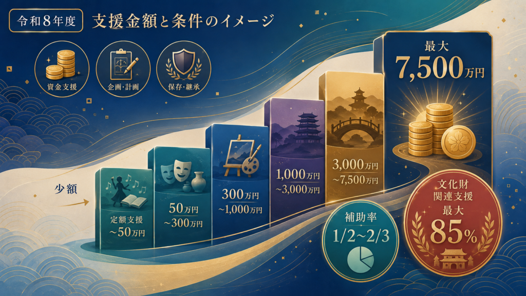 文化庁の補助金・助成金7種類｜最大7500万円【令和8年度】 の解説イラスト1