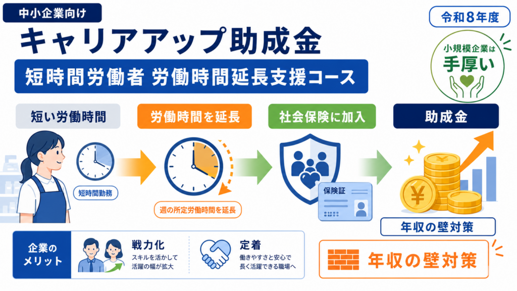 キャリアアップ助成金 短時間労働者労働時間延長支援コース最大75万円の解説図解1