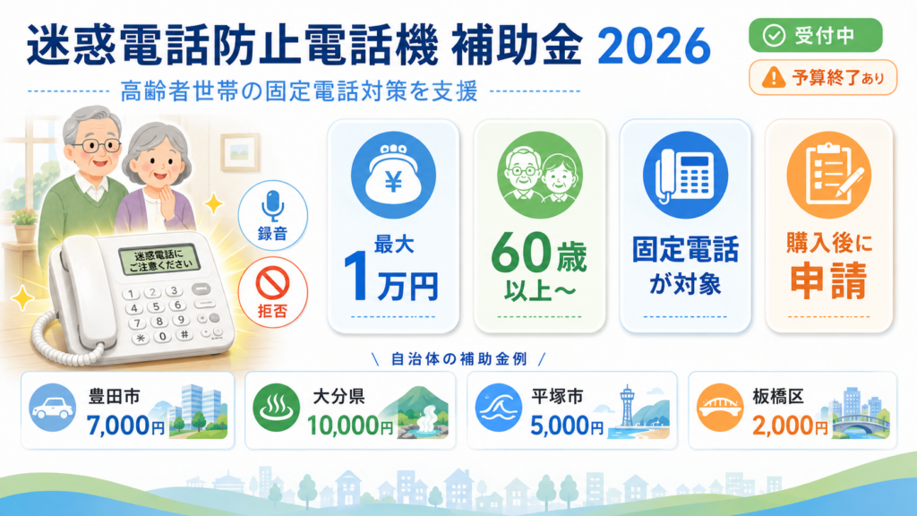 迷惑電話防止機能付き電話機 補助金｜最大1万円【2026年度】 ????1
