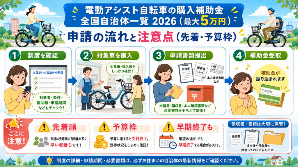 自治体別の電動アシスト自転車補助上限額の比較図