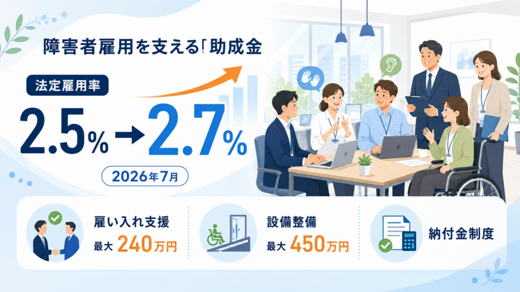 障害者雇用の助成金2026一覧と申請の解説図解1