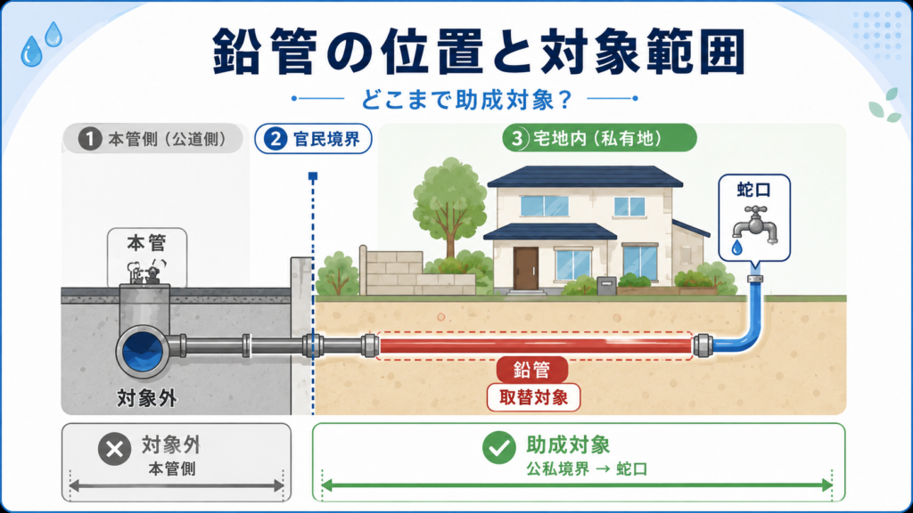鉛製給水管取替工事助成金｜自治体別の補助率と上限の解説図解2