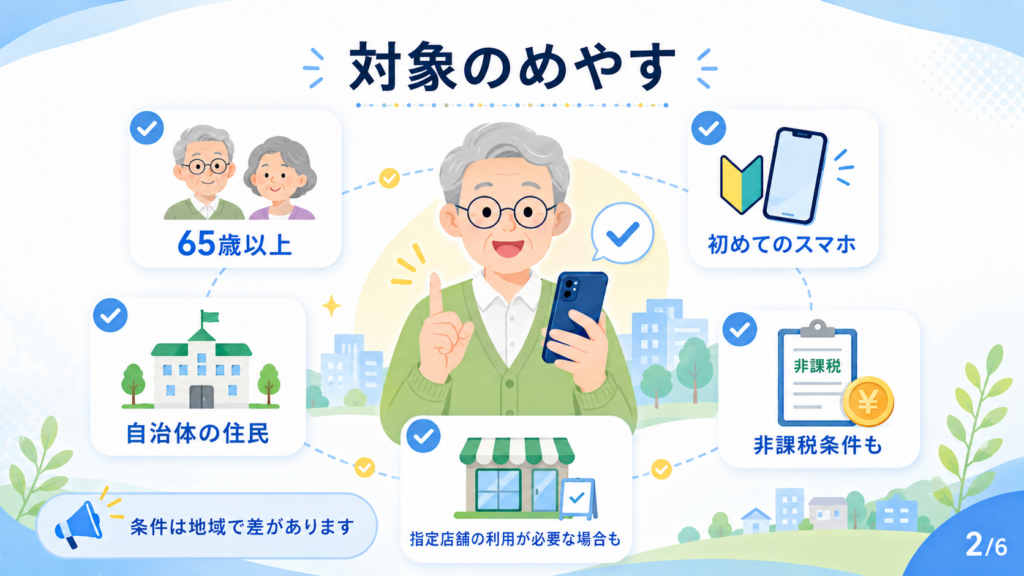 高齢者スマホ補助金【令和8年度】最大32,000円│いつまで・申請方法・自治体別ガイド の解説イラスト6