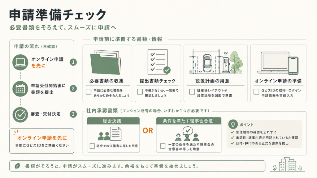 マンションEV充電器補助金|第2期と申請準備の解説図解4