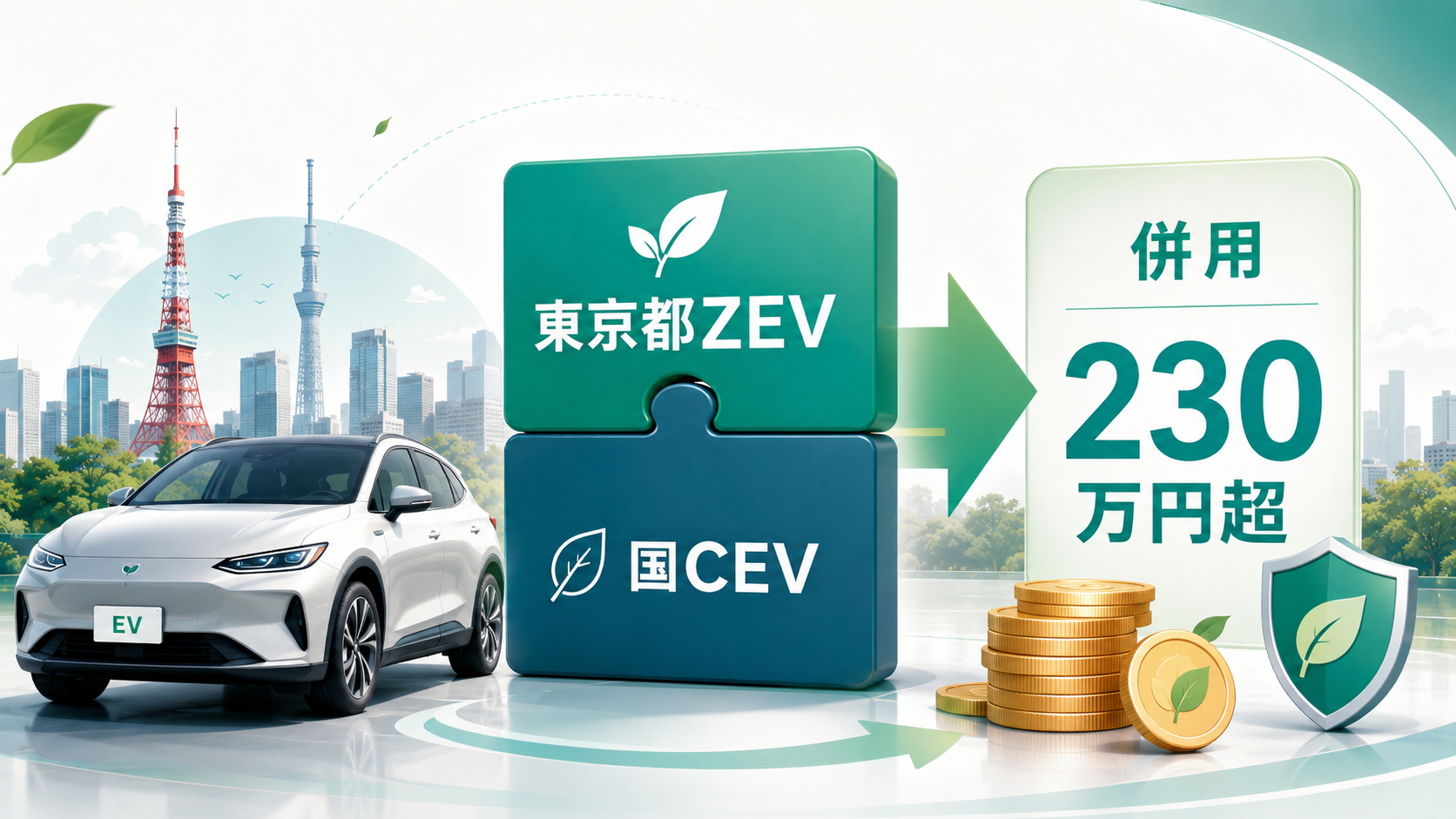 東京都ZEV補助金最大140万円・個人/事業者向け・国CEV併用で230万円超の解説図解5