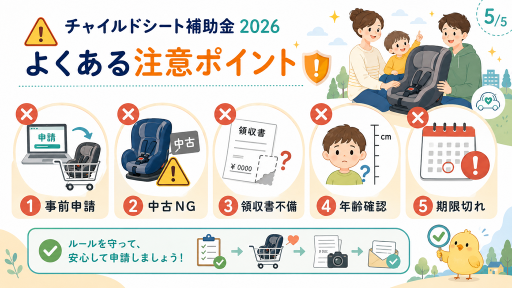 チャイルドシート補助金【令和8年度】最大3.6万円・自治体別申請 の解説イラスト5