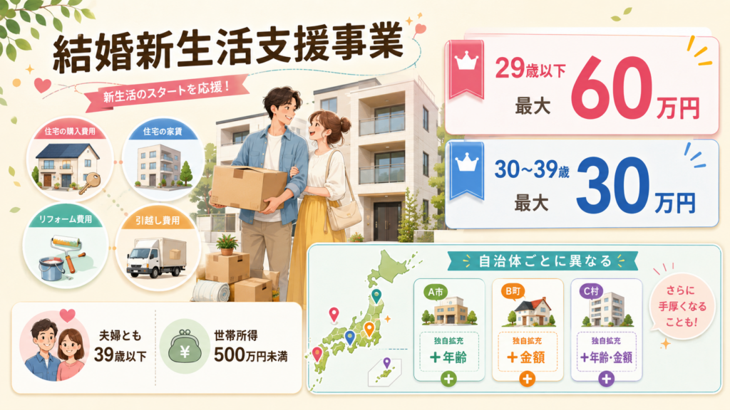 結婚新生活支援事業最大60万円・対象自治体と条件を解説の解説図解1