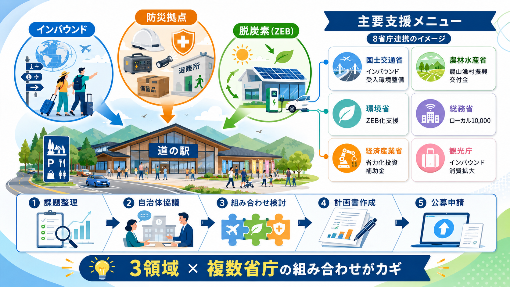【令和8年度】道の駅補助金ガイド｜支援メニュー一覧と採択のコツ の解説イラスト1