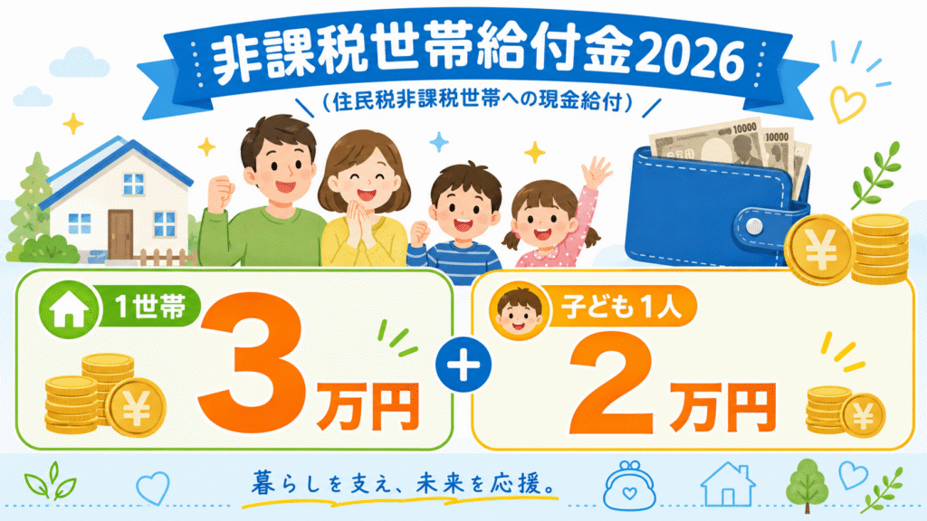 非課税世帯給付金2026いつもらえる？3万円・10万円の対象と申請方法の解説図解1