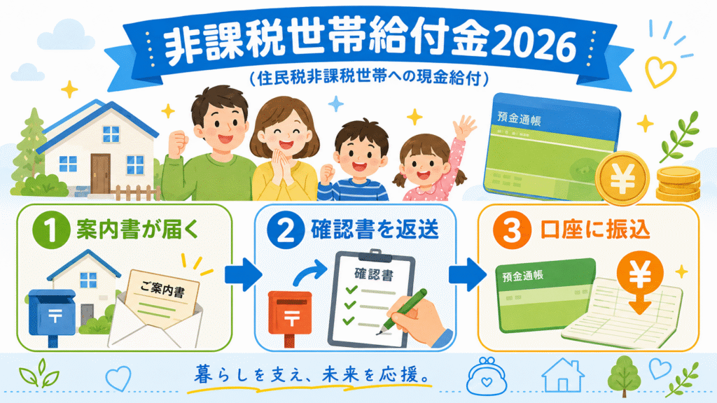 非課税世帯給付金2026いつもらえる？3万円・10万円の対象と申請方法の解説図解3