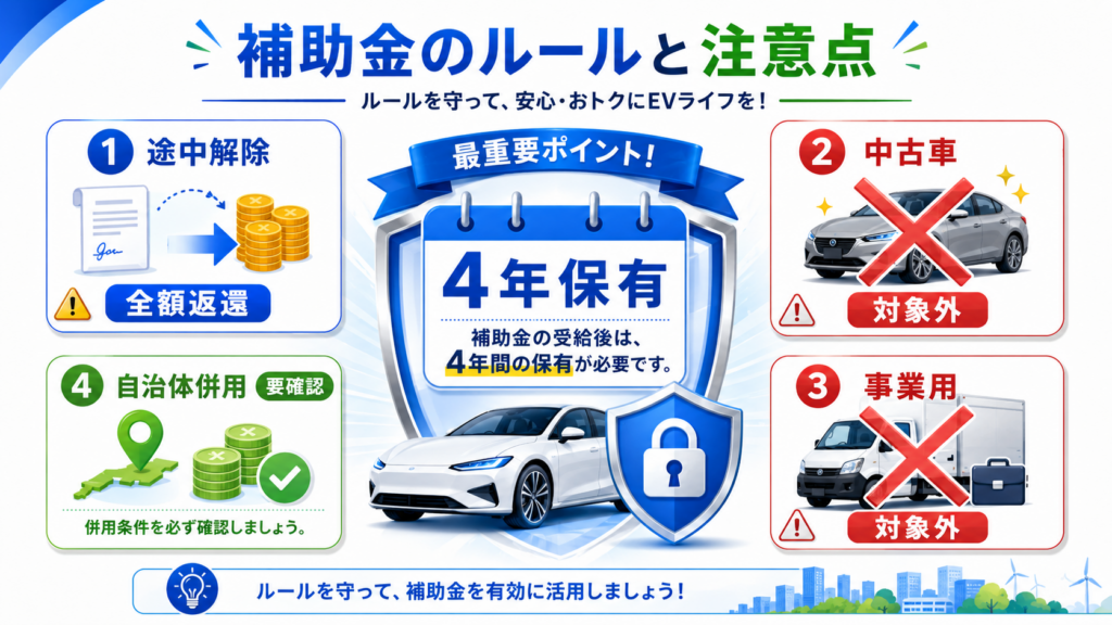 CEV補助金2026年度版|EV最大130万円・自治体別申請ガイド の解説イラスト3