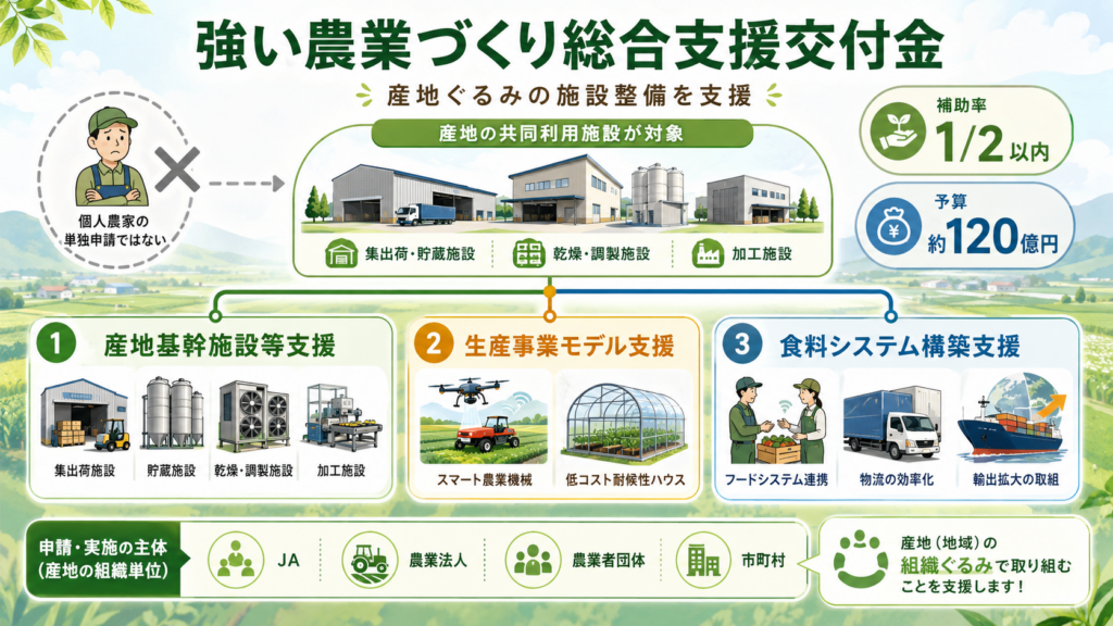 強い農業づくり総合支援交付金とは対象事業・補助率・申請の全体像の解説図解2