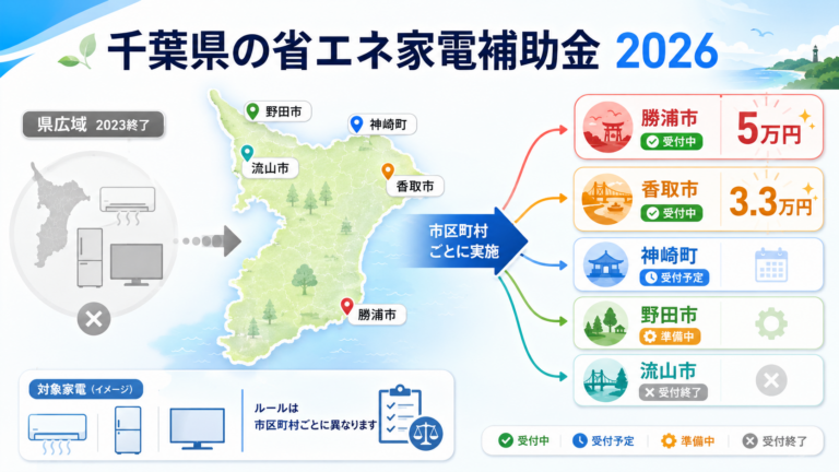 千葉県の省エネ家電補助金2026｜冷蔵庫・エアコン市町村別比較の概要画像