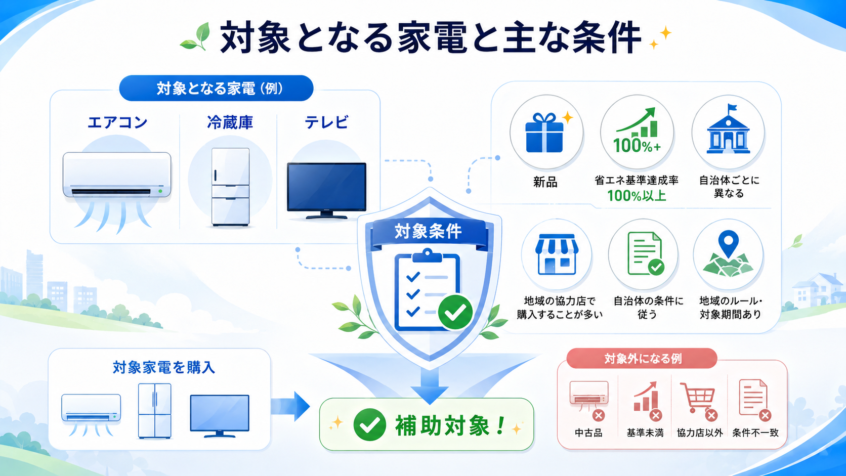 家電の買替補助と住宅設備補助を組み合わせる順番を示した図