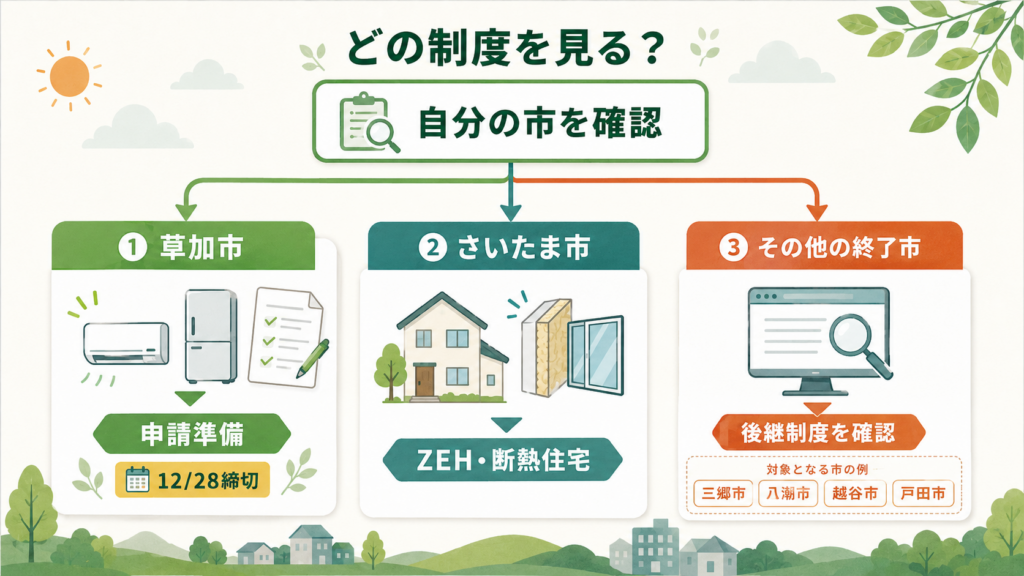 埼玉県 省エネ家電補助金草加市・三郷市ほか自治体比較の解説図解4