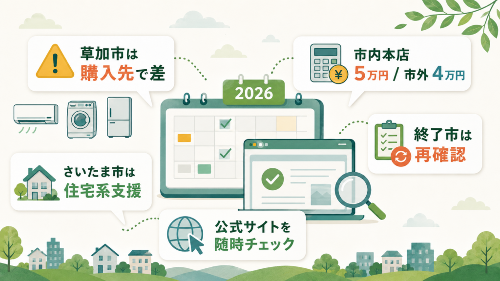 埼玉県 省エネ家電補助金草加市・三郷市ほか自治体比較の解説図解5
