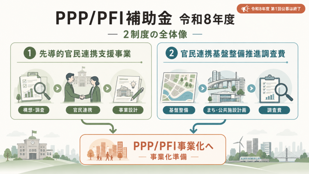 PPP/PFI補助金 令和8年度|受付終了後の後継と採択のコツの解説図解1