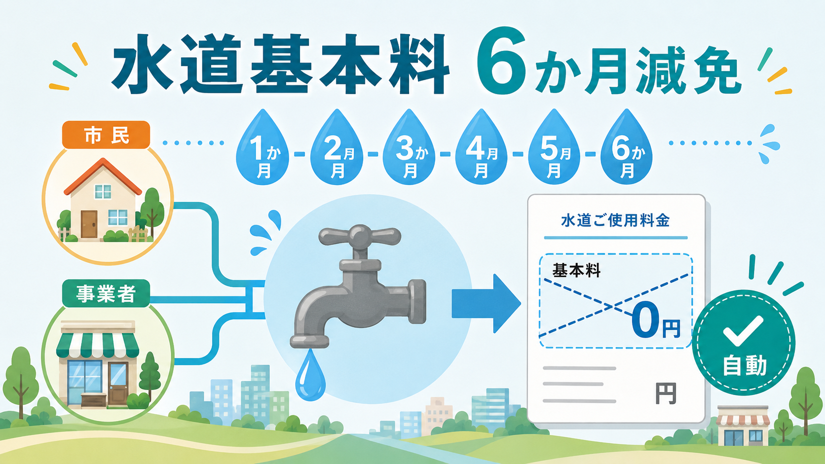 和泉市の物価高騰対策2026|令和8年度はお買い物割引チケット6,000円+水道基本料6か月減免(現金給付は終了)の解説図解4