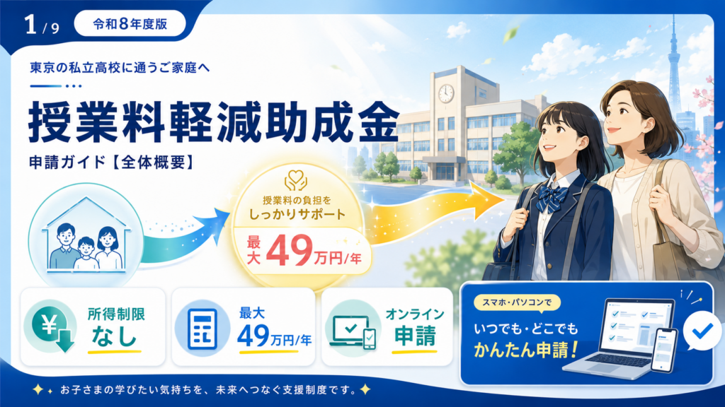 東京都 授業料軽減助成金 申請書の書き方の解説図解1