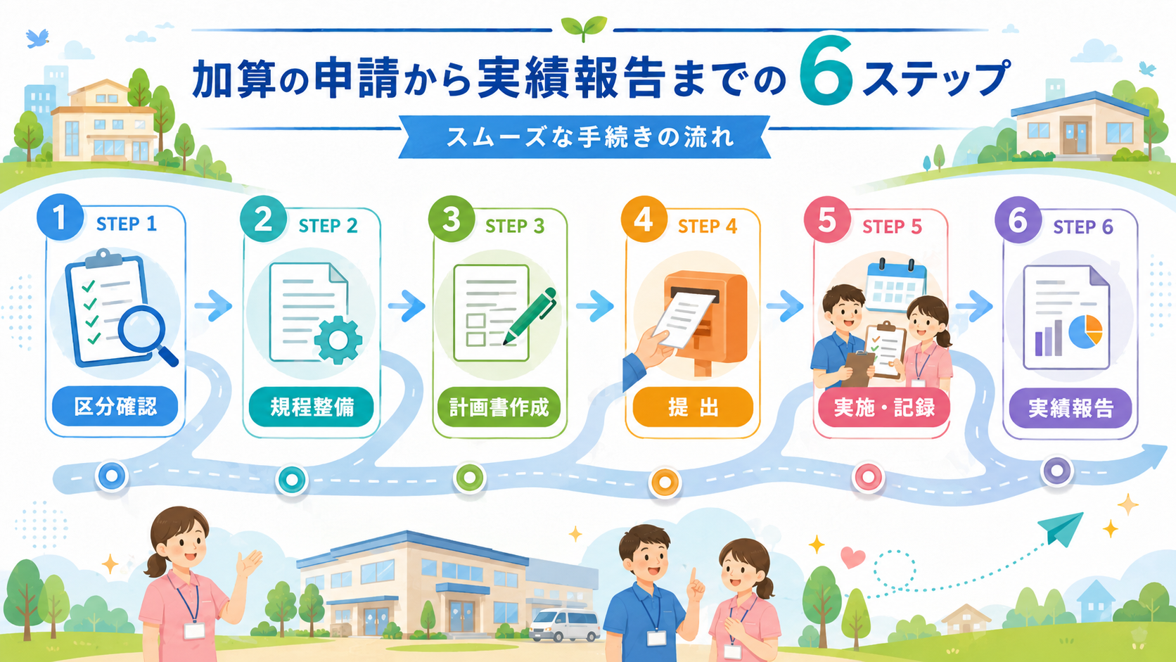 処遇改善計画書の提出期限と加算の算定開始月の関係（前々月末日ルール）を月別に並べたスケジュール図