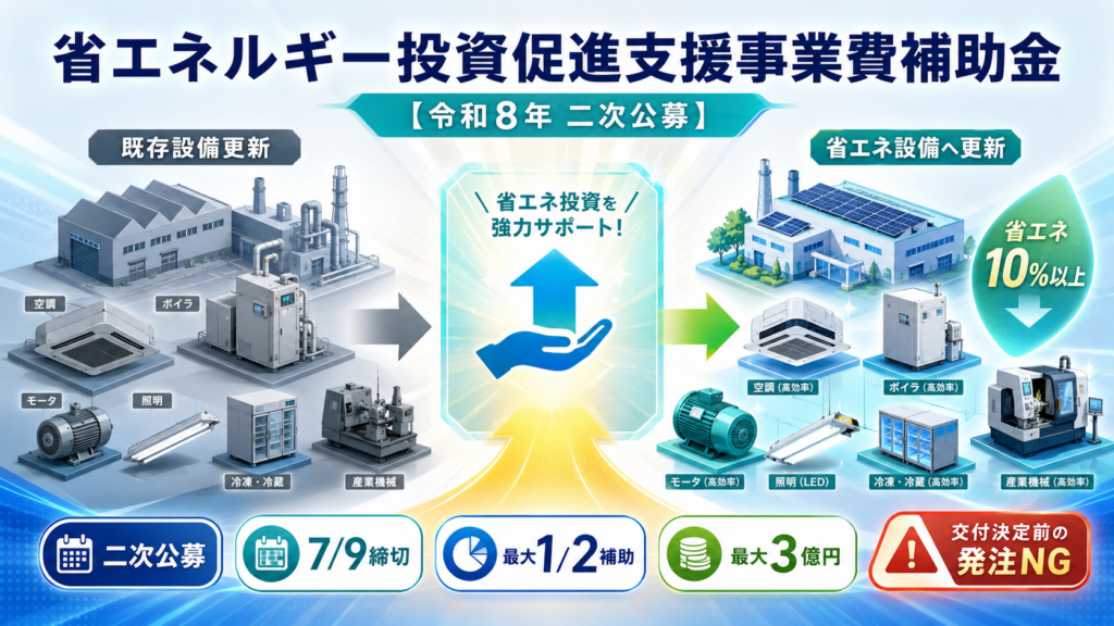省エネルギー投資促進支援事業費補助金【令和8年】2次終了・3次日程未公表 ????1