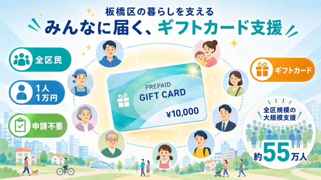 板橋区の1万円ギフトカードで世帯人数1〜5人ごとのチャージ総額を示した棒グラフ